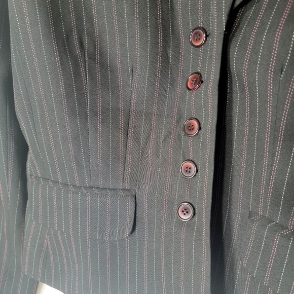Sag Harbor Suit Jacket 5 Button Pinstripe Black / Pink / White 14 Vtg - Picture 9 of 11